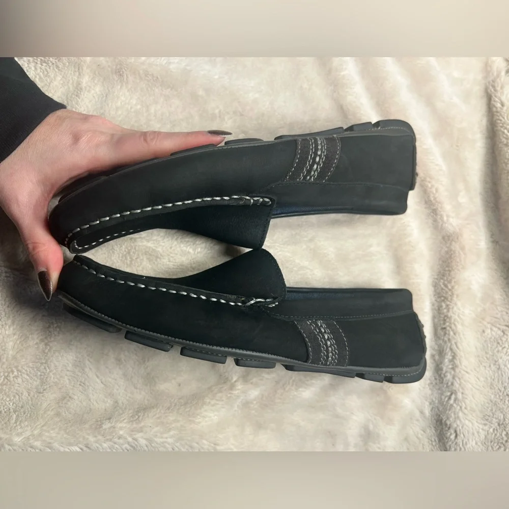 G.H. Bass & Co. leather moccasin driving loafers Black Size 7